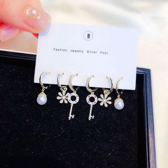 *NEW [3 Pairs] 925 Sterling Silver Hoop Earrings L - Picture 2 of 7